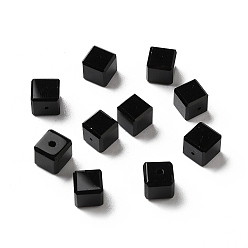 Noir Verre imitation perles de cristal autrichien, facette, suqare, noir, 7.5x7.5mm, Trou: 1mm