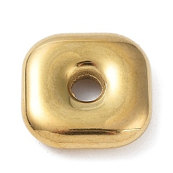 Oro 304 de acero inoxidable perlas espaciadoras, plaza, dorado, 17x17x4.5 mm, agujero: 3.7 mm