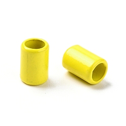 Amarillo Perlas de aleación pintadas con aerosol para enchapado en estante de columna para la fabricación de joyas, sin cadmio y níque y plomo, amarillo, 6.5x4.5 mm, agujero: 3.3 mm