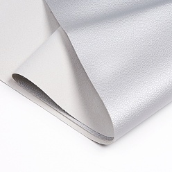 Plata Hojas de tela de cuero suave de la pu, con piel, patrón de lichee, para el arte diy, muebles, decoración, plata, 140x33x0.08 cm
