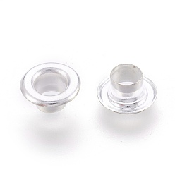 Серебро Латунные втулки, для изготовления пакетов, плоско-круглые, серебряные, 7x4 мм, отверстие : 4 мм