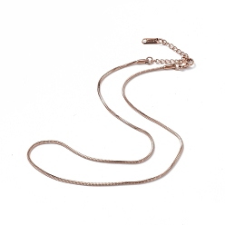 Rose Gold Ion Plating(IP) 304 Stainless Steel Round Snake Chain Necklace for Men Women, Rose Gold, 15.75 inch(40cm)