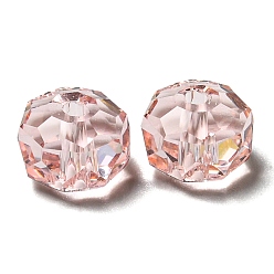 Rosalina Perlas de vidrio transparentes, facetados, Rondana plana, rosaline, 8x5 mm, agujero: 1.2 mm