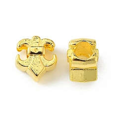 Golden Tibetan Style Alloy European Beads, Large Hole Beads, Cadmium Free & Lead Free, Fleur De Lis, Golden, 12x11x8mm, Hole: 5mm