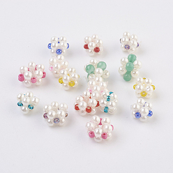 Mixed Color Imitation Pearl and Glass Beads Woven Beads, Cluster Beads, Mixed Color, 8~9x6~8mm, Hole: 2mm