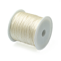 Кремово-белый Нейлона кордной нити, DIY материал для изготовления ювелирных изделий, кремово-белые, 0.8 мм, около 38.27 ярдов (35 м) / рулон