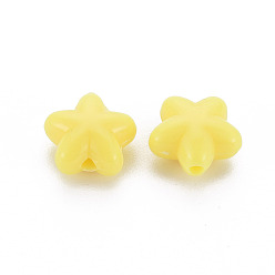 Yellow Opaque Acrylic Beads, Star, Yellow, 10x10.5x6mm, Hole: 1.6mm, about 1690pcs/500g