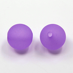 Violet Transparent Acrylic Beads, Round, Frosted, Violet, 6mm, Hole: 1.8mm, about 4000pcs/500g