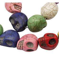 Mixed Color Synthetic Howlite Beads, for Halloween, Skull, Dyed, Mixed Color, 18x17mm, Hole: 1mm, about 180pcs/kg