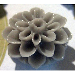 Slate Gray Resin Cabochons, Flower, Size: about 15mm in diameter, 8mm thick.