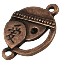 Красная Медь Тибетский стиль нерегулярные кольцо из бисера кадров, без кадмия и без свинца, Красная медь, 20.5x20.5x3 мм, отверстие : 12 мм