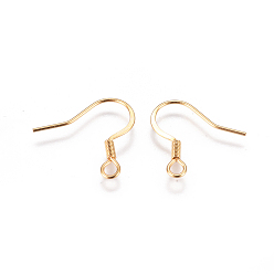 Golden 304 Stainless Steel French Earring Hooks, Flat Earring Hooks, with Horizontal Loop, Golden, 17x18.5x1.5mm, Hole: 2mm, 22 Gauge, Pin: 0.6mm