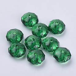 Vert Foncé Perles acryliques transparentes, facette, rondelle, vert foncé, 22x15mm, trou: 3 mm, environ 135 pcs / 500 g