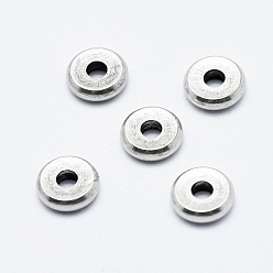 Античное Серебро Spacer бисер латунные, долговечный, без кадмия, без никеля и без свинца, плоско-круглые, античное серебро, 6x1.5 мм, отверстие : 1.5 мм