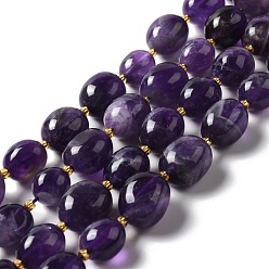 Amethyst Natural Amethyst Beads Strands, Oval, 9.5~19.5x8~13.5x5.5~13mm, Hole: 0.9~1.2mm, about 24~27pcs/strand, 14.96~15.55''(38~39.5cm)