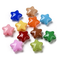 Mixed Color Opaque Acrylic Beads, Star, Mixed Color, 20x21x10mm, Hole: 2.5mm