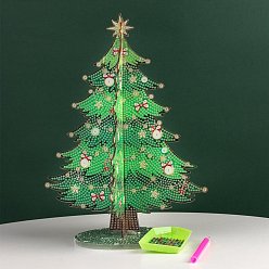 Зеленый лайм Diy Рождественская елка дисплей декор наборы алмазной живописи, включая пластиковую доску, смола стразы, ручка, поднос тарелка и клей глина, зеленый лайм, 265x195 мм