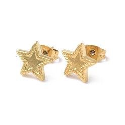 Настоящее золото 18K Ионное покрытие (ip) 304 серьги-гвоздики из нержавеющей стали для женщин, звезда, реальный 18 k позолоченный, 10.4x11 мм, штифты : 0.8 мм
