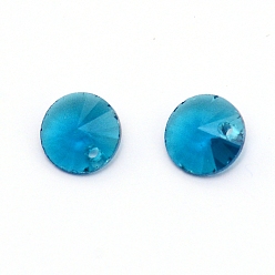 Dodger Blue Glass Charms, Faceted, Cone, Dodger Blue, 8x4mm, Hole: 1~1.2mm