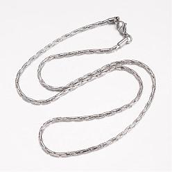 Stainless Steel Color 304 Stainless Steel Necklace, Coreana Chains, with Lobster Claw Clasps, Stainless Steel Color, 20.08 inch(510mm), 2mm