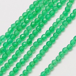 Vert Mer Vert naturel onyx agate perles brins, ronde à facettes, teint, vert de mer, 3mm, Trou: 0.8mm, Environ 131 pcs/chapelet, 15.5 pouce