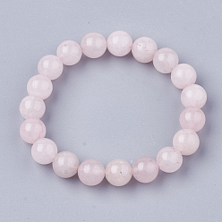 Quartz Rose Bracelets extensibles en perles de quartz rose naturel, ronde, 2 pouce (5.2 cm)