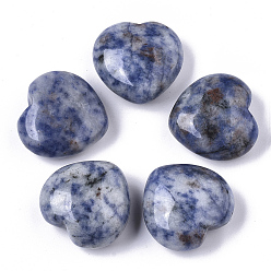 Jaspe Avec Point Bleu Pierres de guérison naturelles de jaspe bleu, coeur amour pierres, pierres de palme de poche pour équilibrer le reiki, 29~30x30~31x12~15mm