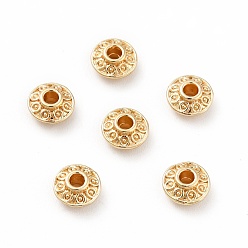 Real 14K Gold Plated Rack Plating Alloy Beads, Long-Lasting Plated, Cadmium Free & Lead Free, Disc, Real 14K Gold Plated, 6x3mm, Hole: 2mm
