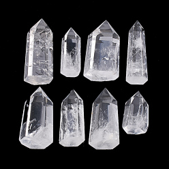 Quartz Crystal Natural Quartz Crystal Home Decorations, Display Decoration, Healing Stone Wands, for Reiki Chakra Meditation Therapy Decos, Hexagon Prism, 34~100x15~40mm, about 12~22pcs/1000g