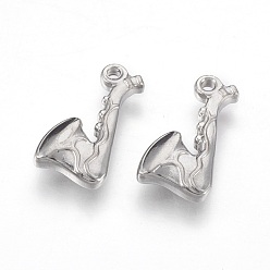 Stainless Steel Color 201 Stainless Steel Pendants, Pipe, Stainless Steel Color, 16x8.5x3mm, Hole: 1.5mm