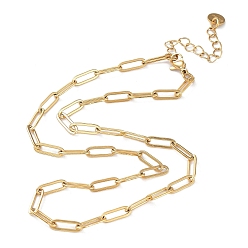 Real 18K Gold Plated Ion Plating(IP) 304 Stainless Steel Paperclip Chain Necklace, Real 18K Gold Plated, 16.34 inch(41.5cm)
