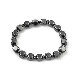 Hématite Sans Magnétique   Bracelets de perles d'hématite synthétiques non magnétiques, cube, diamètre intérieur: 2-1/4 pouce (5.65 cm)