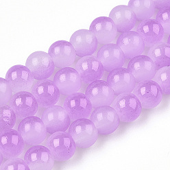 Orchid Baking Painted Imitation Jade Glass Round Bead Strands, Two Tone, Orchid, 6~6.5mm, Hole: 1mm, about 138~141pcs/strand, 30.71~31.10 inch(78~79cm)