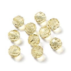 Pale Goldenrod Glass Imitation Austrian Crystal Beads, Faceted, Round, Pale Goldenrod, 10mm, Hole: 1mm
