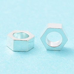 Silver 304 Stainless Steel Beads, Hexagon, Silver, 5x4.5x2mm, Hole: 2.8mm