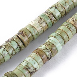 Dark Sea Green Natural Magnesite Beads Strands, Heishi Beads, Dyed & Heated, Flat Round/Disc, Dark Sea Green, 8x3mm, Hole: 1mm, about 122pcs/strand, 15.1 inch(38.5cm)