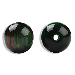 Зеленый Бусины из cмолы, имитация драгоценных камней, круглые, зелёные, 13.5x13 мм, отверстие : 2~2.3 мм