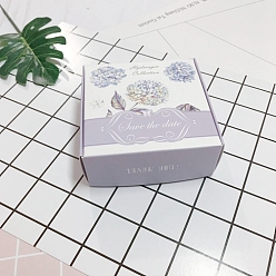 Цветок Квадратные бумажные коробки, для упаковки мыла, слива, цветочным узором, 8.5x8.5x3.5 см