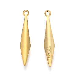 Golden 316 Surgical Stainless Steel Pendants, Rhombus, Carved 316L, Golden, 20x3.5x1mm, Hole: 1mm