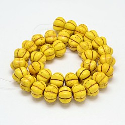 Yellow Dyed Synthetic Turquoise Bead Strands, Pumpkin, Yellow, 12x8mm, Hole: 1mm, about 868pcs/1000g