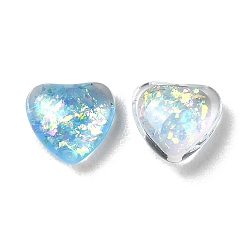 Sky Blue Resin Imitation Opal Cabochons, Heart, Sky Blue, 5.5x6x3mm