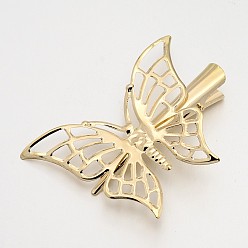Light Gold Iron Filigree Butterfly Alligator Hair Clip Findings, Light Gold, 56mm, Butterfly Tray: 48x60mm