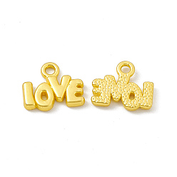 Matte Gold Color Rack Plating Alloy Charms, Cadmium Free & Lead Free & Nickle Free, Word Love, Matte Gold Color, 10x12x1.8mm, Hole: 1.6mm