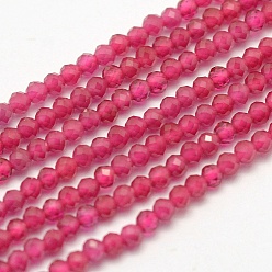 Magenta Brins de perles en quartz synthétique à facettes, teint, ronde, magenta, 2mm, Trou: 0.5mm, Environ 200 pcs/chapelet, 15.5 pouce (39.5 cm)