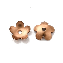 Coffee Golden Ion Plating(IP) 304 Stainless Steel Bead Caps, Flower, 5-Petal, Coffee Golden, 5.5x6x1mm, Hole: 0.6mm