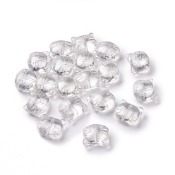 Plata Perlas de vidrio, para la fabricación de la joyería, gato, plata, 12.5x14x6.5 mm, agujero: 1 mm