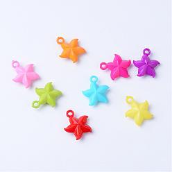 Mixed Color Opaque Acrylic Pendants, Starfish/Sea Stars, Mixed Color, 25.5x22x8.5mm, Hole: 3mm, about 400pcs/500g