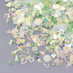 Vert Clair Accessoires d'ornement, paillette / paillettes en plastique pvc, pas de trou / perles non percées, formes mixtes, vert clair, 1~8x2~9x0.3mm