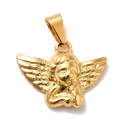 Золотой (1) подвески из нержавеющей стали, ангел, золотые, 201 мм, отверстие : 17.5x22x5.5 мм