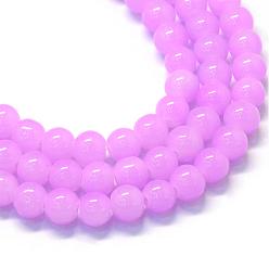 Plum Baking Painted Imitation Jade Glass Round Bead Strands, Plum, 6.5mm, Hole: 1.5mm, about 145pcs/strand, 31.8 inch
